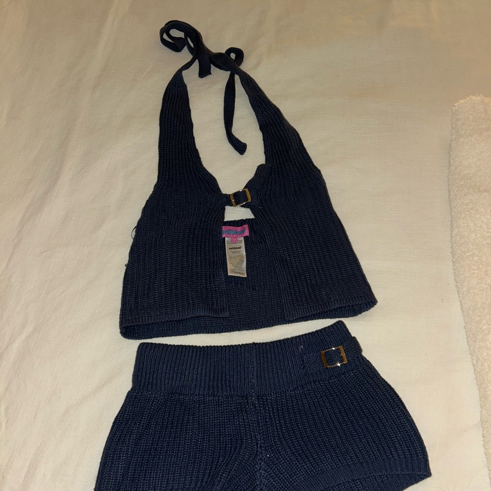 Edikted Black Knit Halter Tank Top